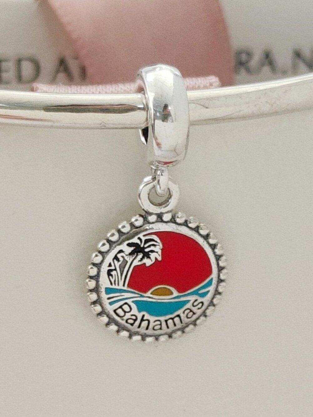 Pandora Bahamas Beach Travel Exclusive Dangle Charm with box